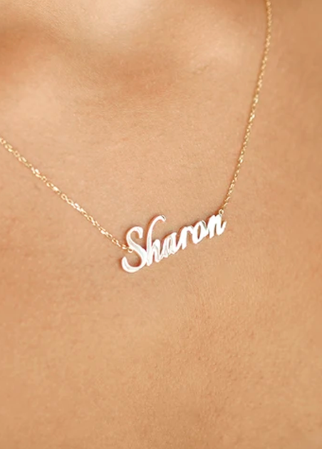 Two Name 14k Gold Nameplate Necklace – David Von