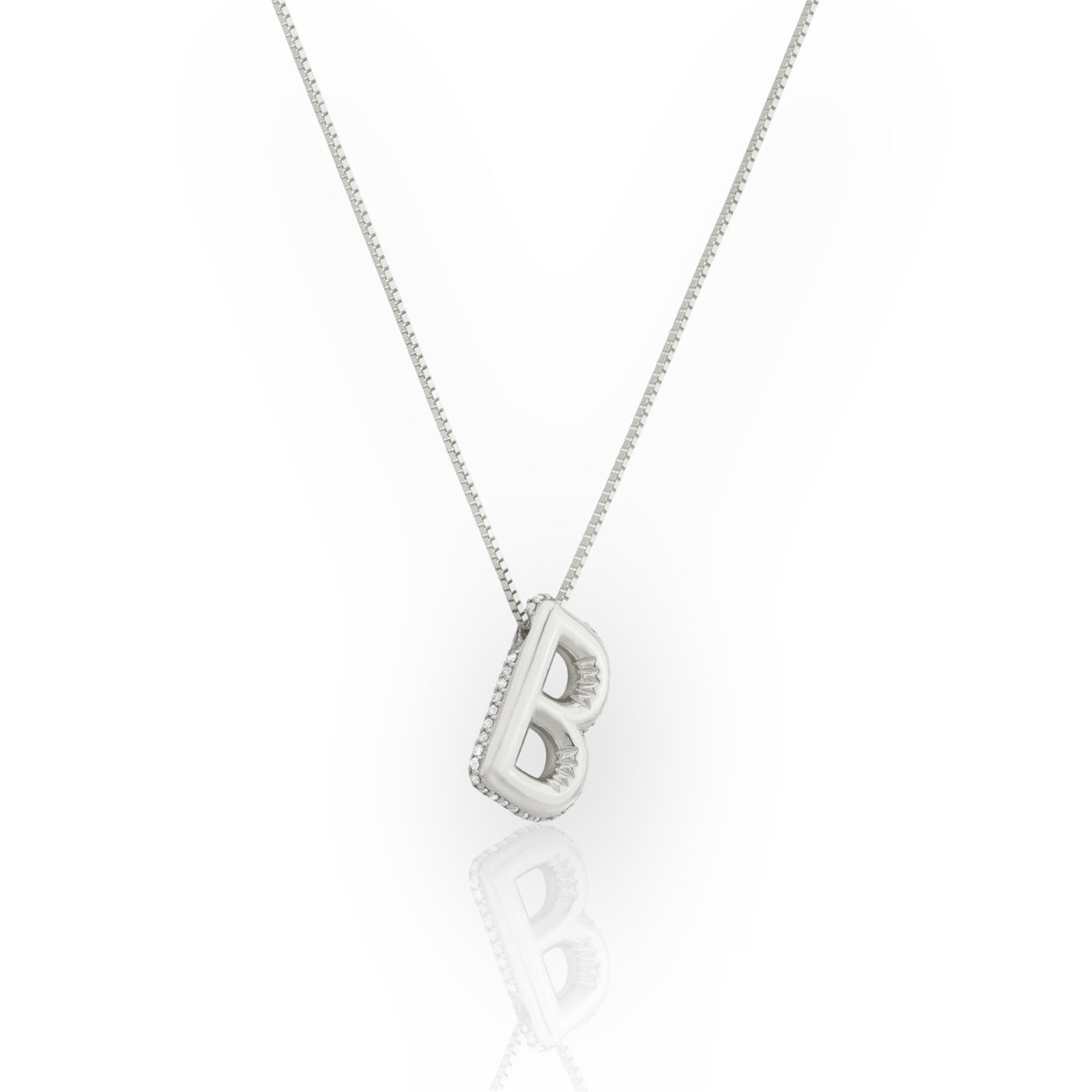 14K Line Diamond Bubble Letter Necklace