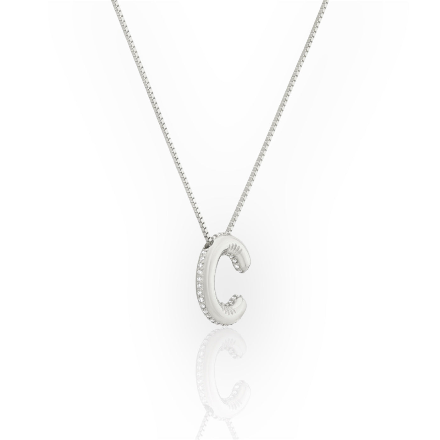14K Line Diamond Bubble Letter Necklace