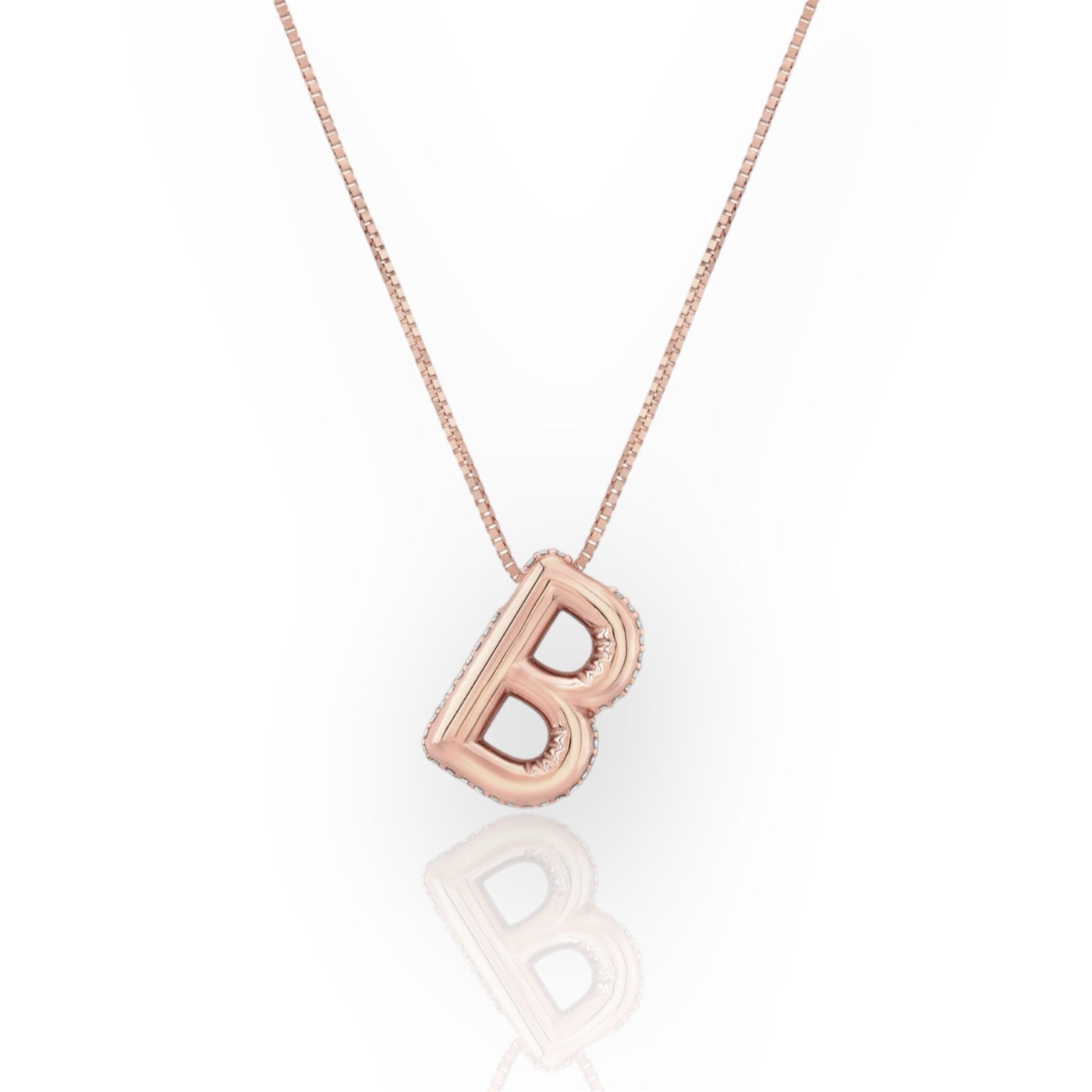 14K Line Diamond Bubble Letter Necklace
