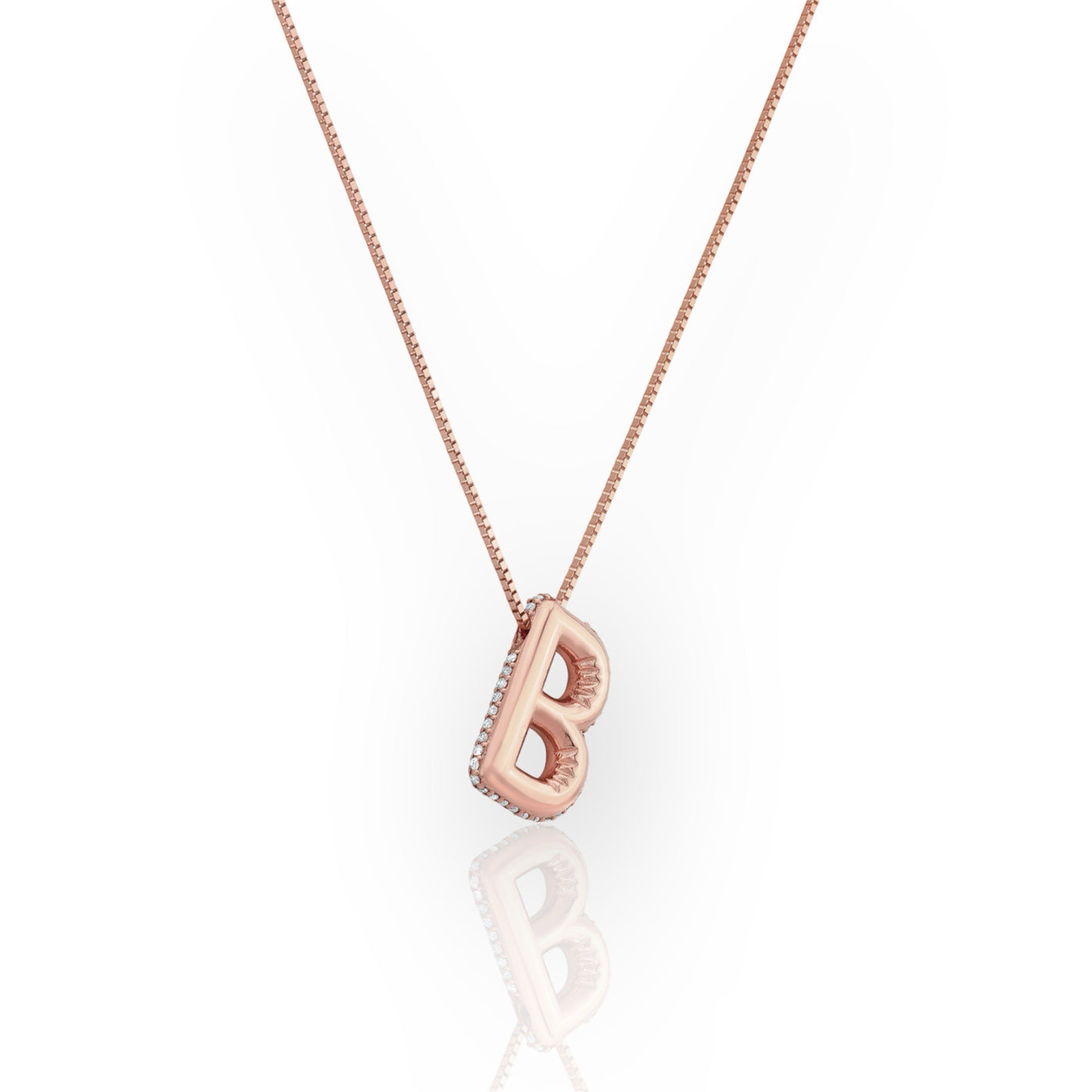 14K Line Diamond Bubble Letter Necklace