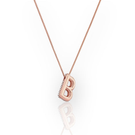 14K Line Diamond Bubble Letter Necklace