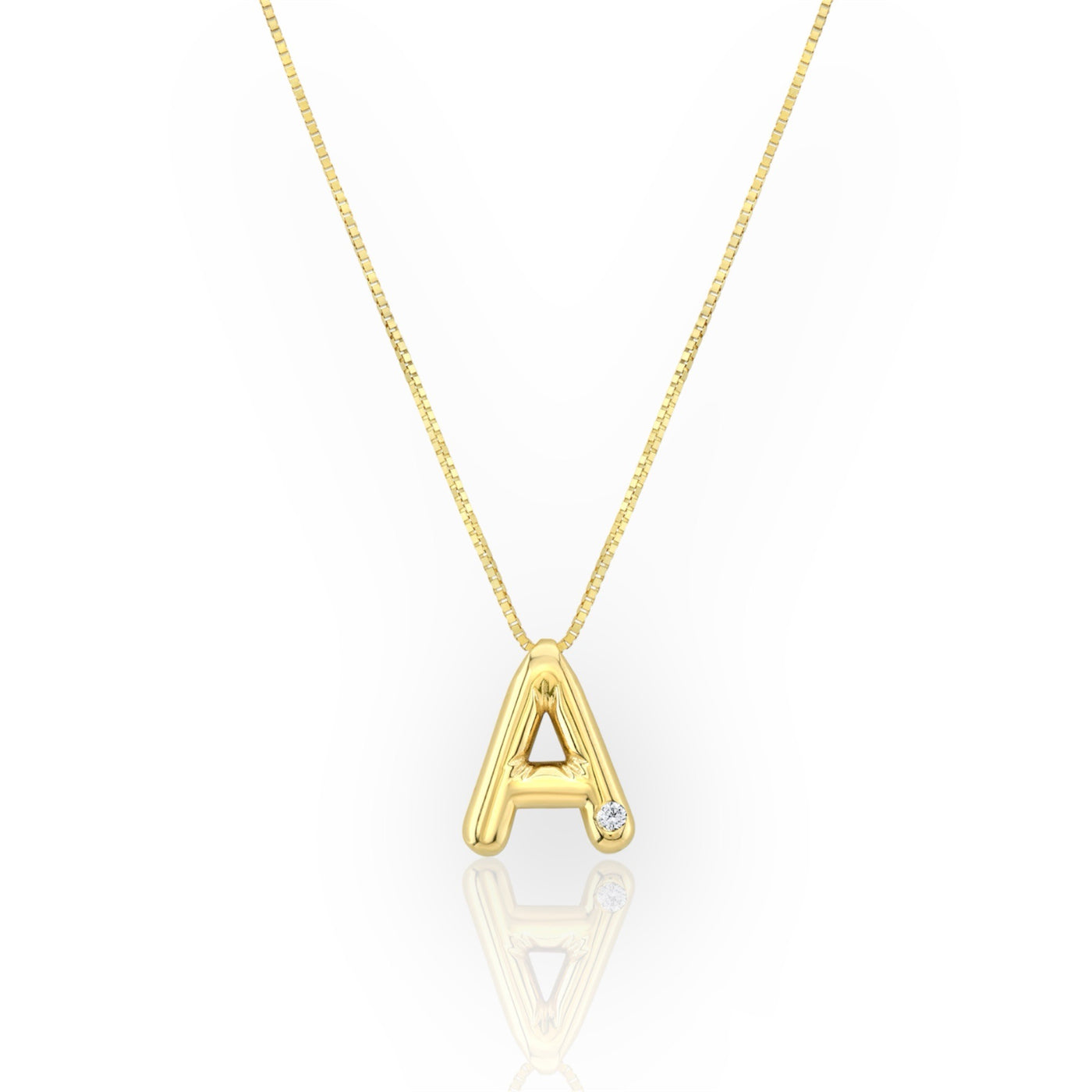 14K Diamond Bubble Letter Necklace