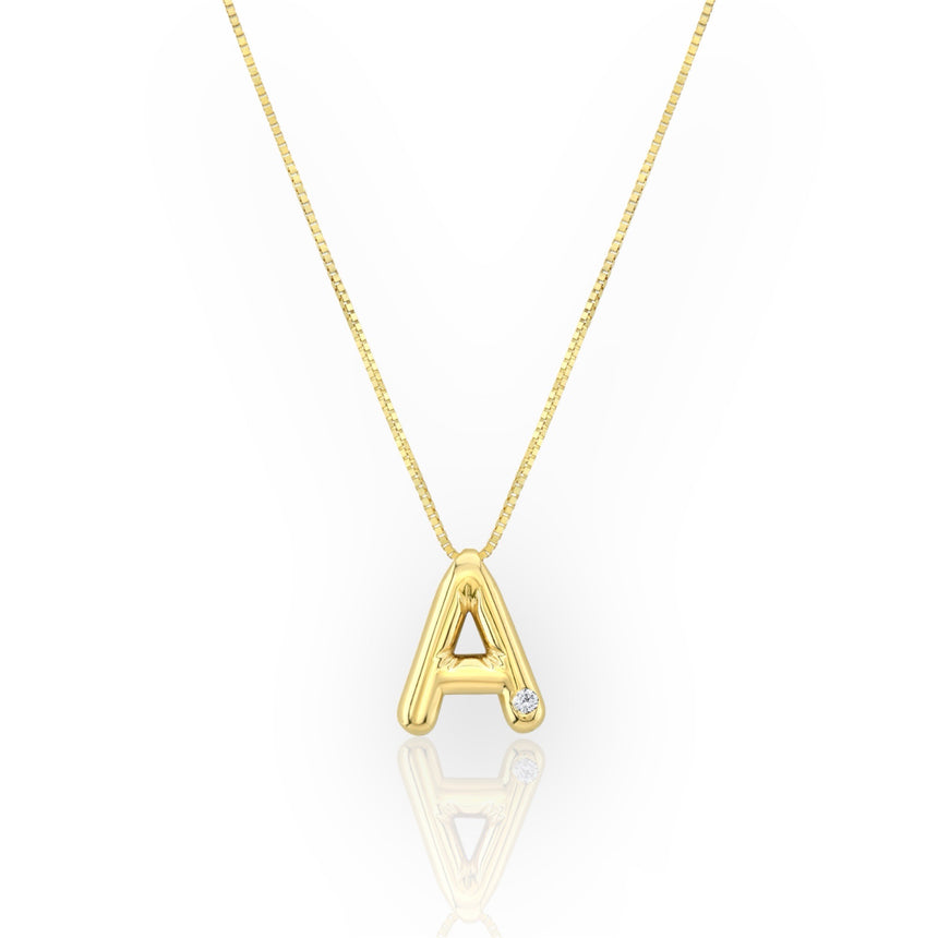 14K Diamond Bubble Letter Necklace