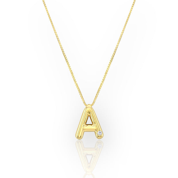 14K Diamond Bubble Letter Necklace - Main Image