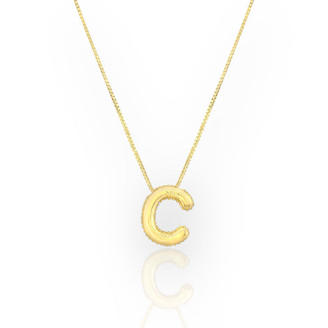 14K Line Diamond Bubble Letter Necklace