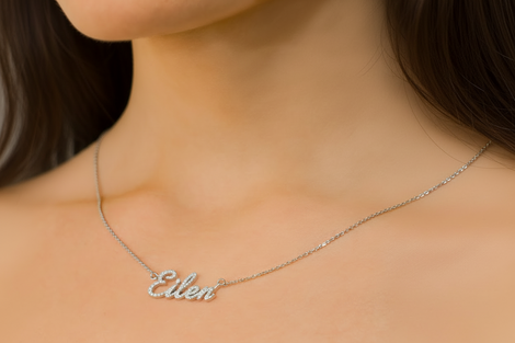 Diamond Nameplate Necklace