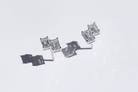 Twin Emerald Cut Lab-Grown Diamond Stud Earrings