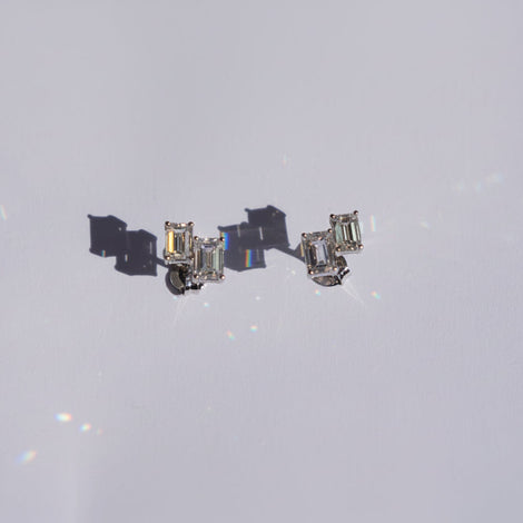 Twin Emerald Cut Lab-Grown Diamond Stud Earrings