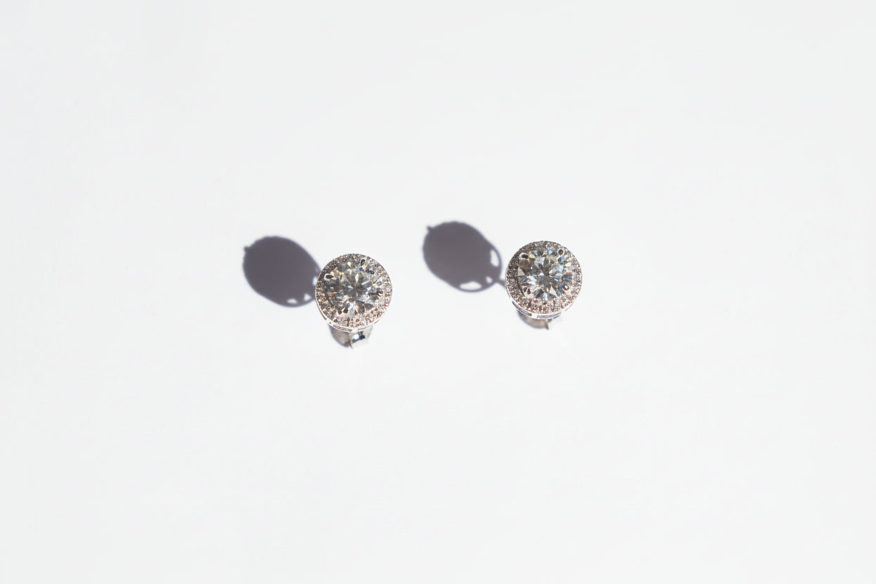 Halo Round Brilliant Lab-Grown Diamond Stud Earrings