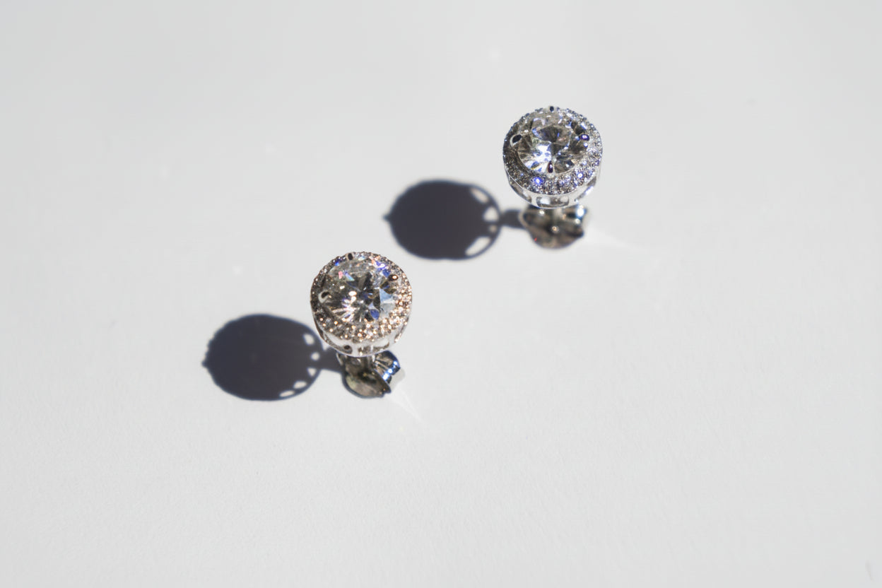 Halo Round Brilliant Lab-Grown Diamond Stud Earrings