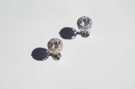 Halo Round Brilliant Lab-Grown Diamond Stud Earrings