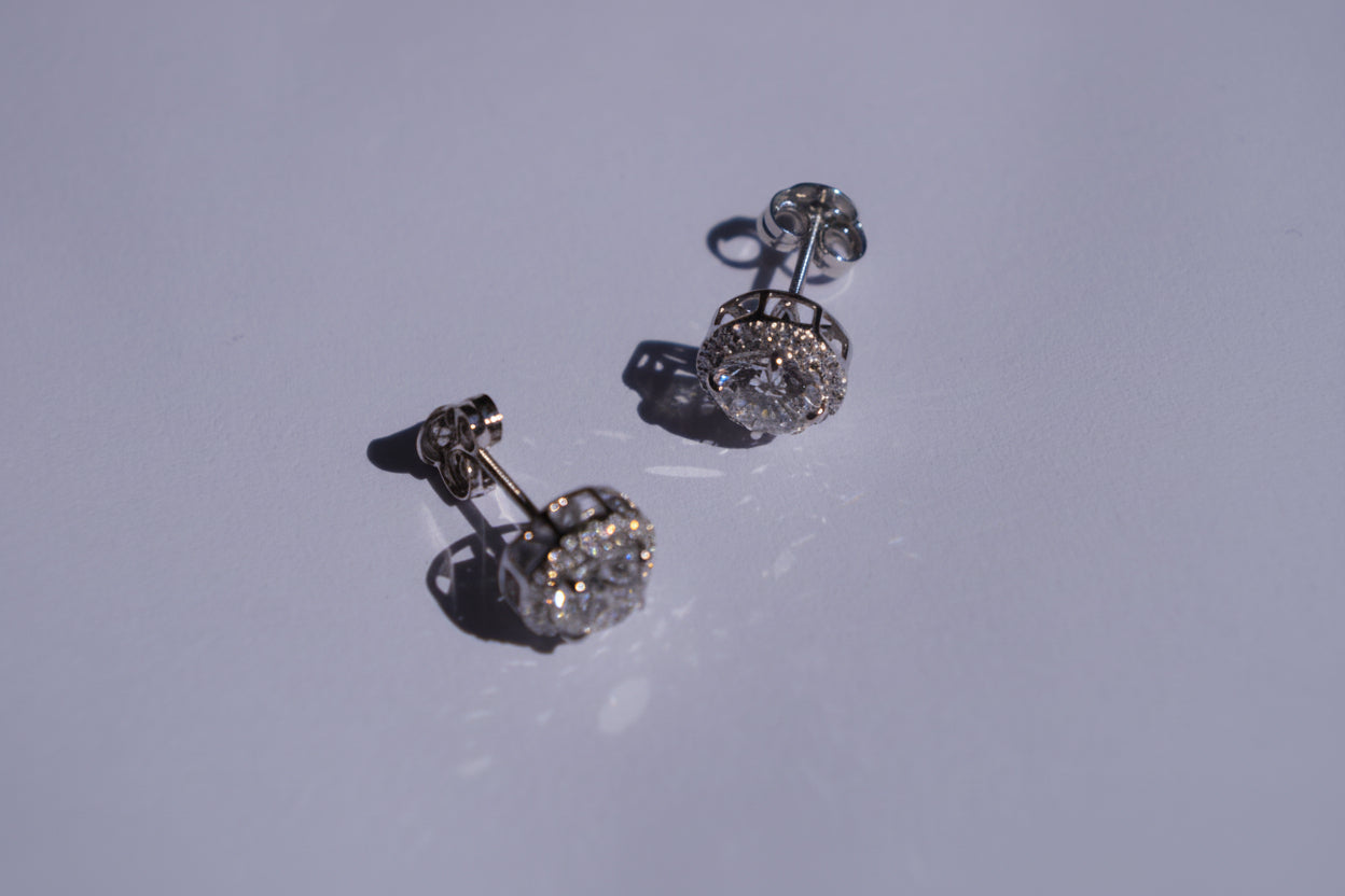 Halo Round Brilliant Lab-Grown Diamond Stud Earrings
