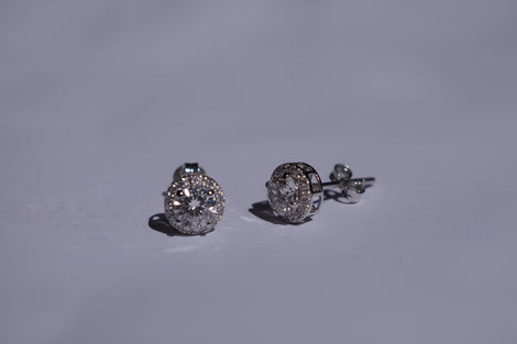 Halo Round Brilliant Lab-Grown Diamond Stud Earrings