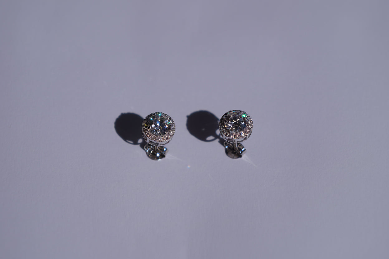 Halo Round Brilliant Lab-Grown Diamond Stud Earrings