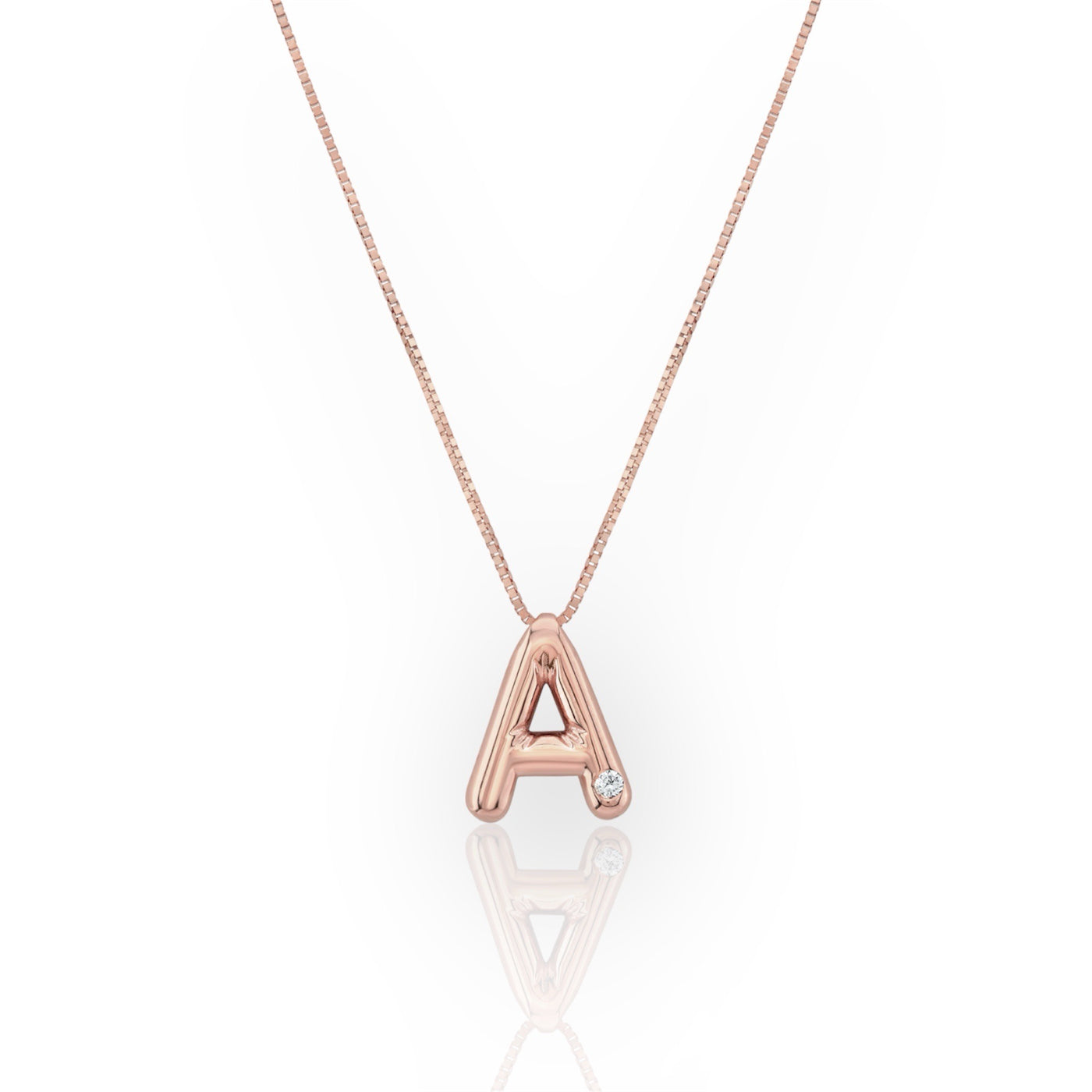 14K Diamond Bubble Letter Necklace