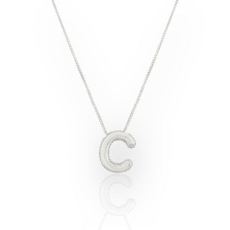 14K Line Diamond Bubble Letter Necklace