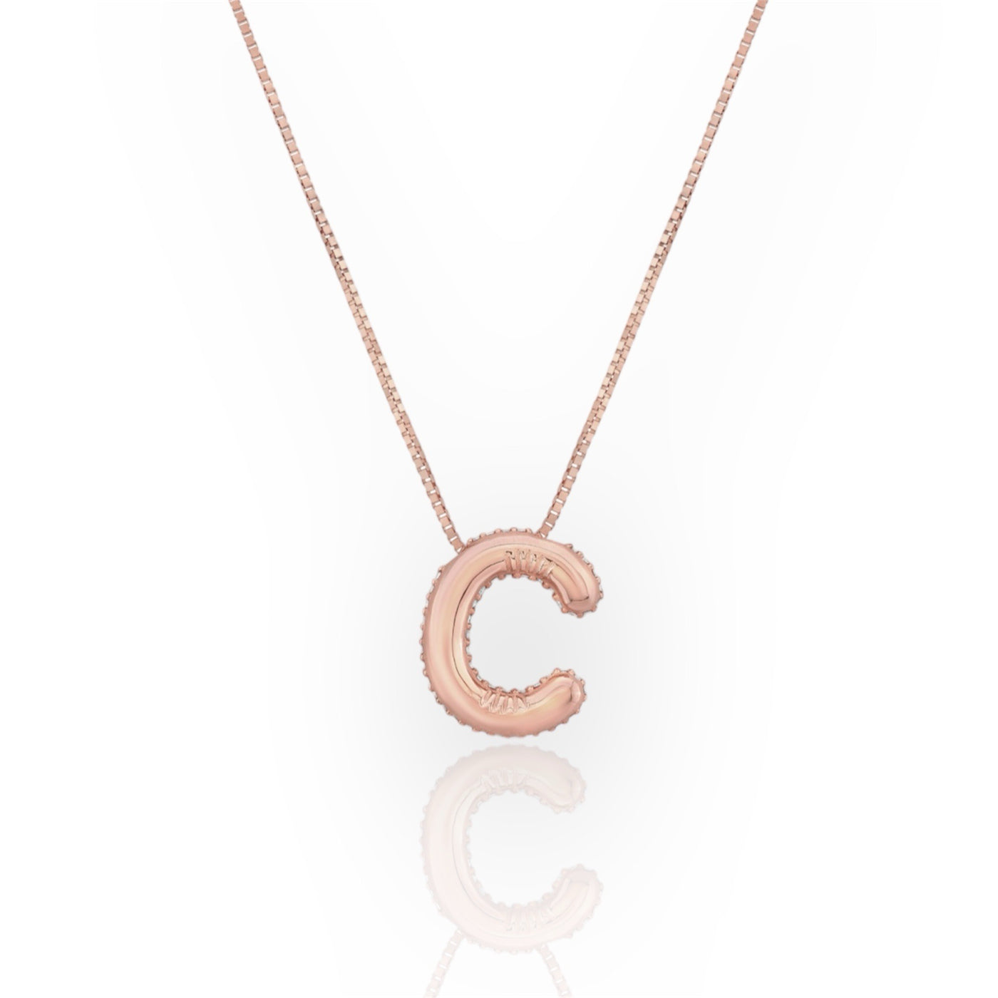 14K Line Diamond Bubble Letter Necklace