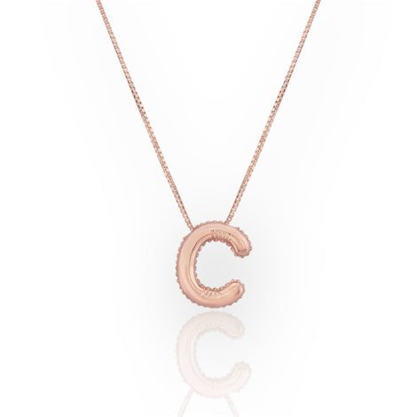 14K Line Diamond Bubble Letter Necklace