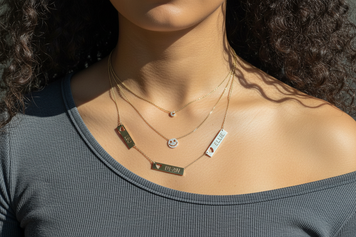 14K Personalized Bar Necklace