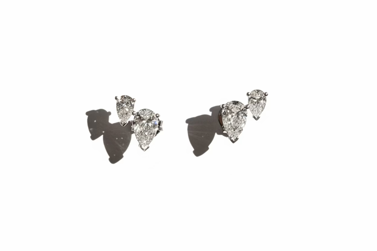 Twin Pear Shaped Lab-Grown Diamond Stud Earrings