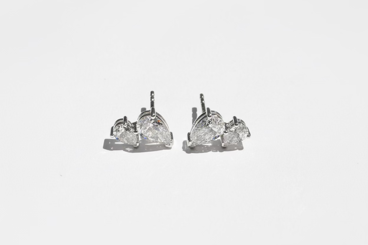 Twin Pear Shaped Lab-Grown Diamond Stud Earrings