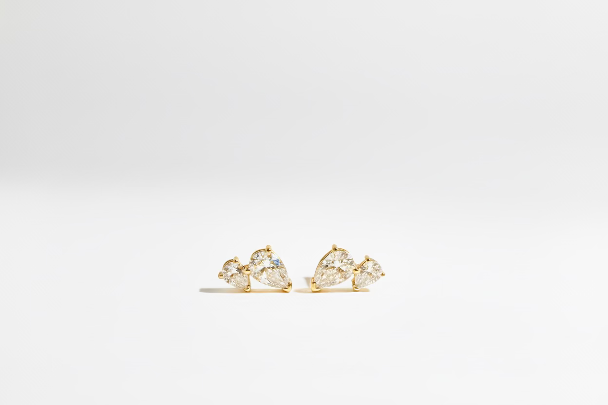 Twin Pear Shaped Lab-Grown Diamond Stud Earrings
