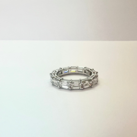 Emerald Horizontal Set Lab Grown Diamond Eternity Band Ring