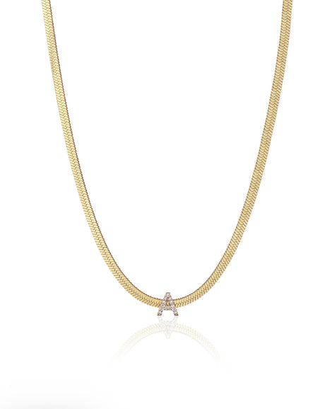 Diamond Initial Herringbone Necklace