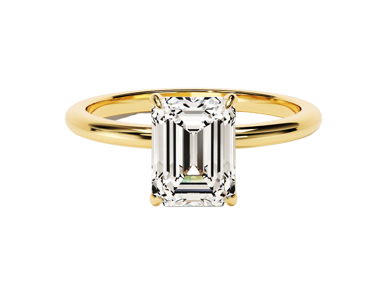 Emerald Solitaire Lab Grown Diamond Ring