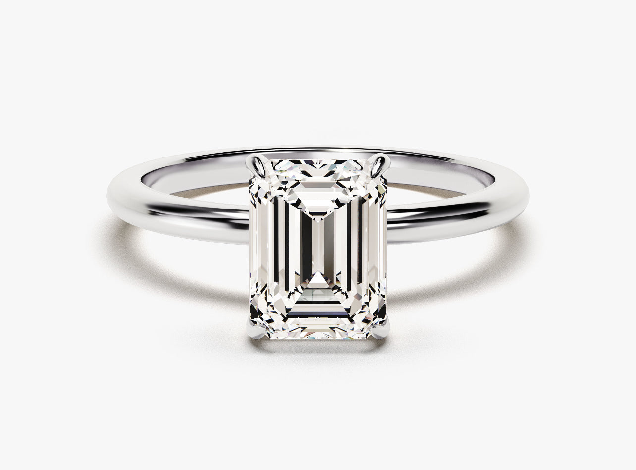 Emerald Solitaire Lab Grown Diamond Ring