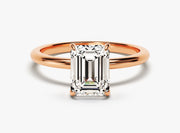 Emerald Solitaire Lab Grown Diamond Ring