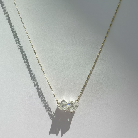 Diamond Couple's Heart Necklace 2.00 ct