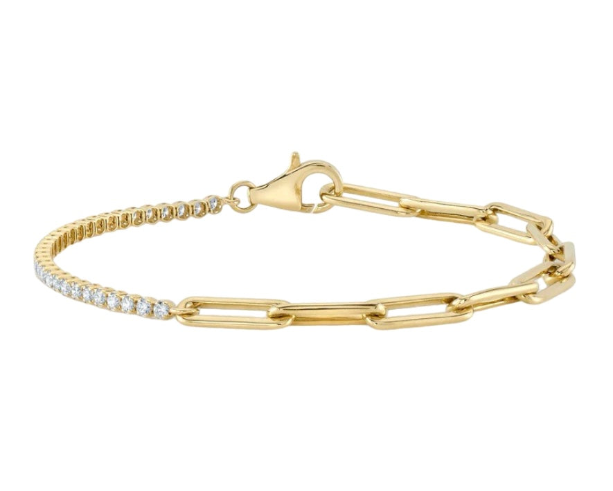 Paper Clip Tennis Diamond Bracelet