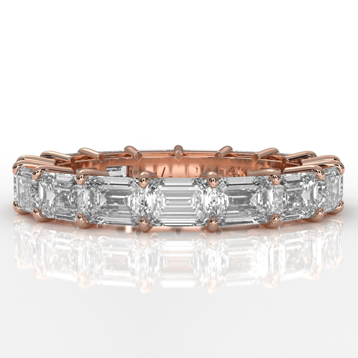 Emerald Horizontal Set Lab Grown Diamond Eternity Band Ring