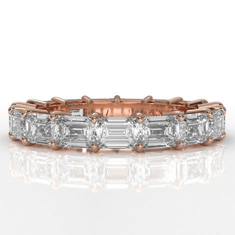 Emerald Horizontal Set Lab Grown Diamond Eternity Band Ring