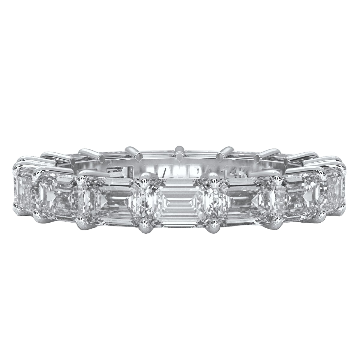 Emerald Horizontal Set Lab Grown Diamond Eternity Band Ring