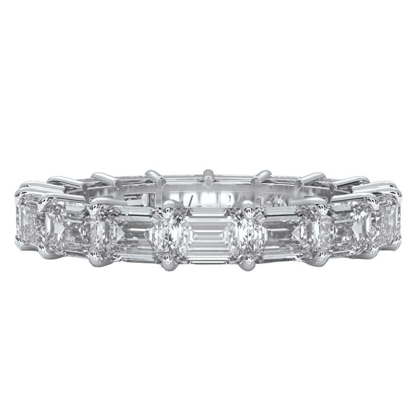 Emerald Horizontal Set Lab Grown Diamond Eternity Band Ring