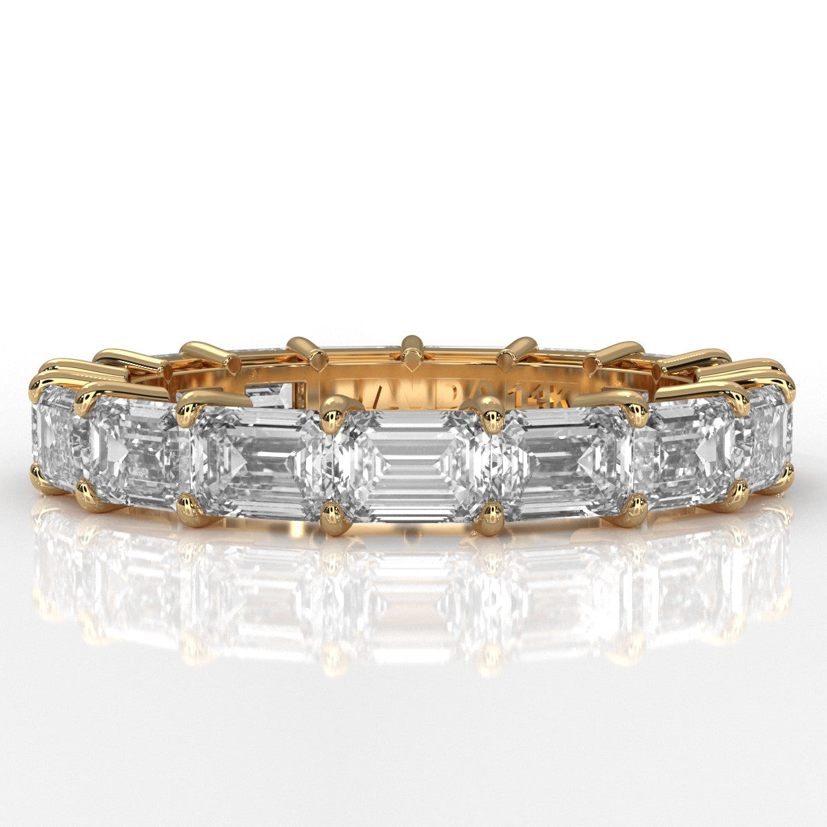 Emerald Horizontal Set Lab Grown Diamond Eternity Band Ring