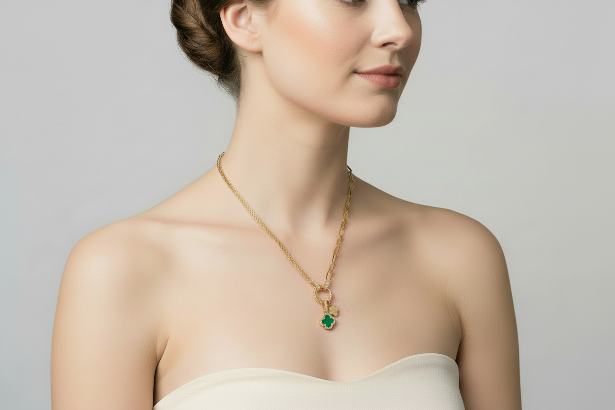 Malachite Clover Necklace