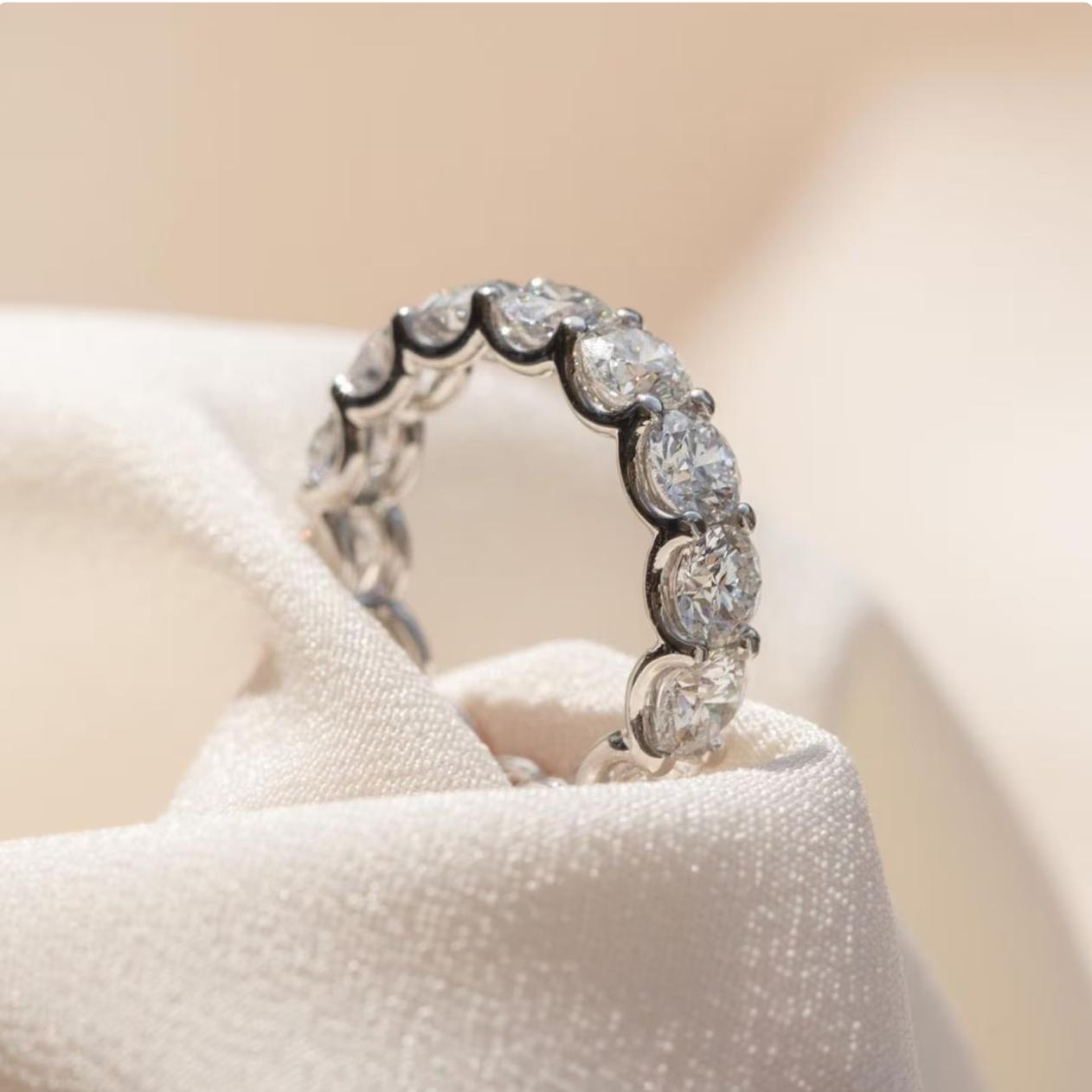 Round Cut U Shape Prong Lab Grown Diamond Eternity Ring