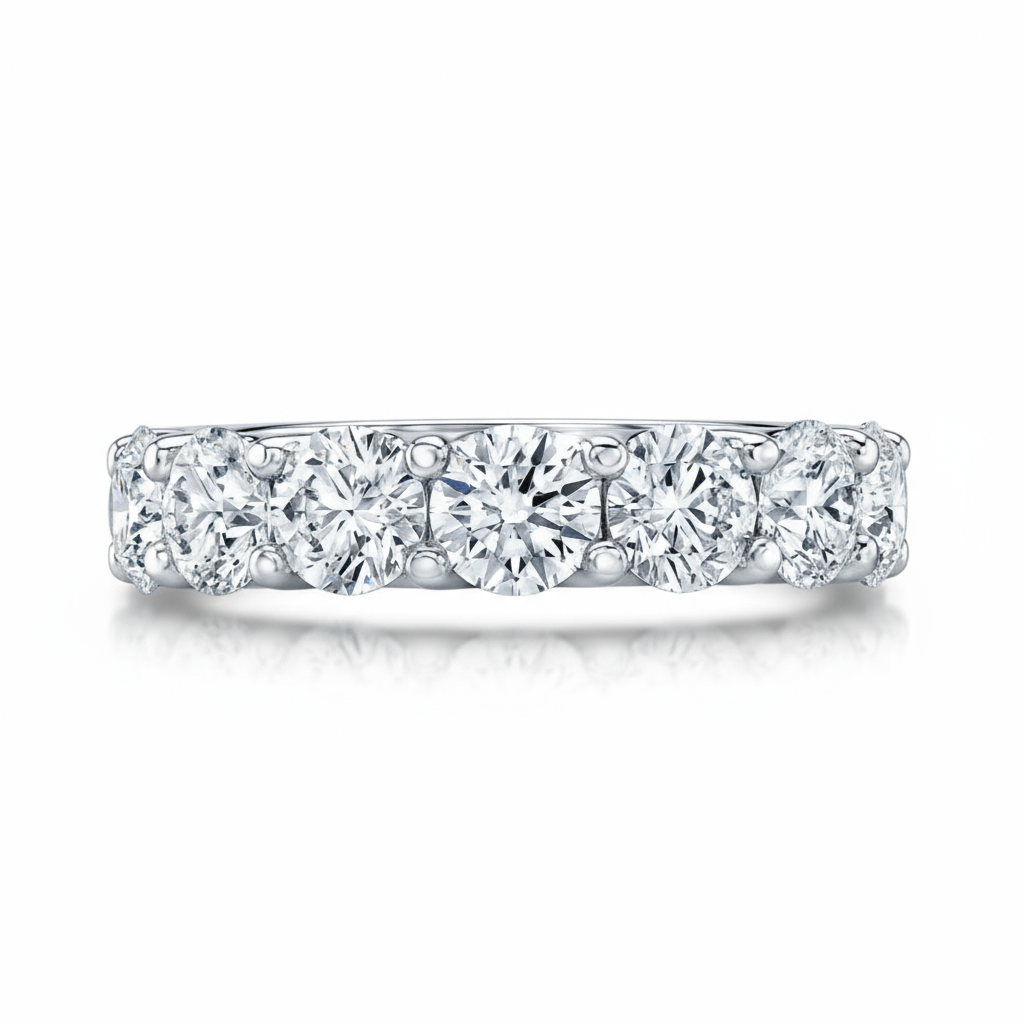 Round Cut U Shape Prong Lab Grown Diamond Eternity Ring