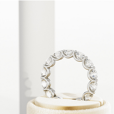 Round Cut U Shape Prong Lab Grown Diamond Eternity Ring