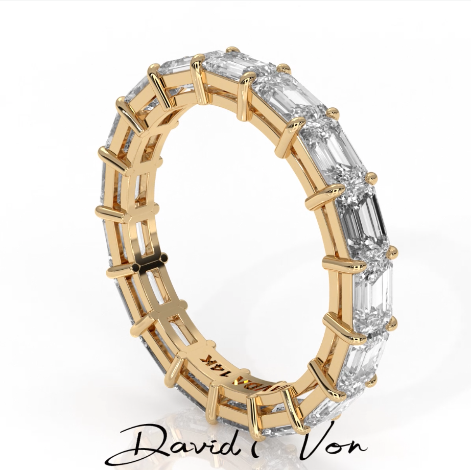 Emerald Horizontal Set Lab Grown Diamond Eternity Band Ring