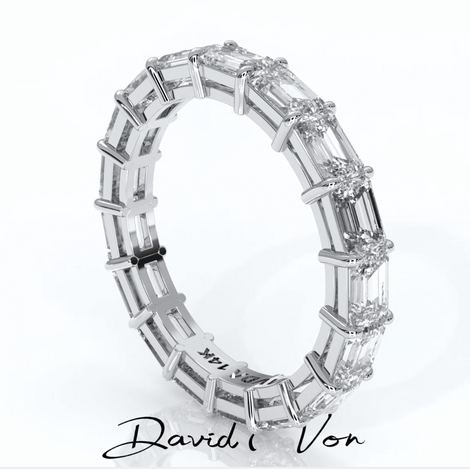 Emerald Horizontal Set Lab Grown Diamond Eternity Band Ring