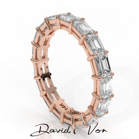 Emerald Horizontal Set Lab Grown Diamond Eternity Band Ring