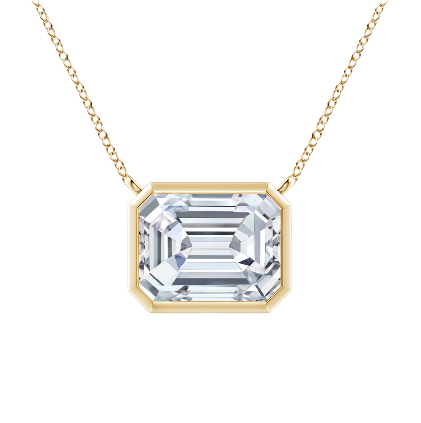 Emerald Lab Grown Diamond Bezel Necklace