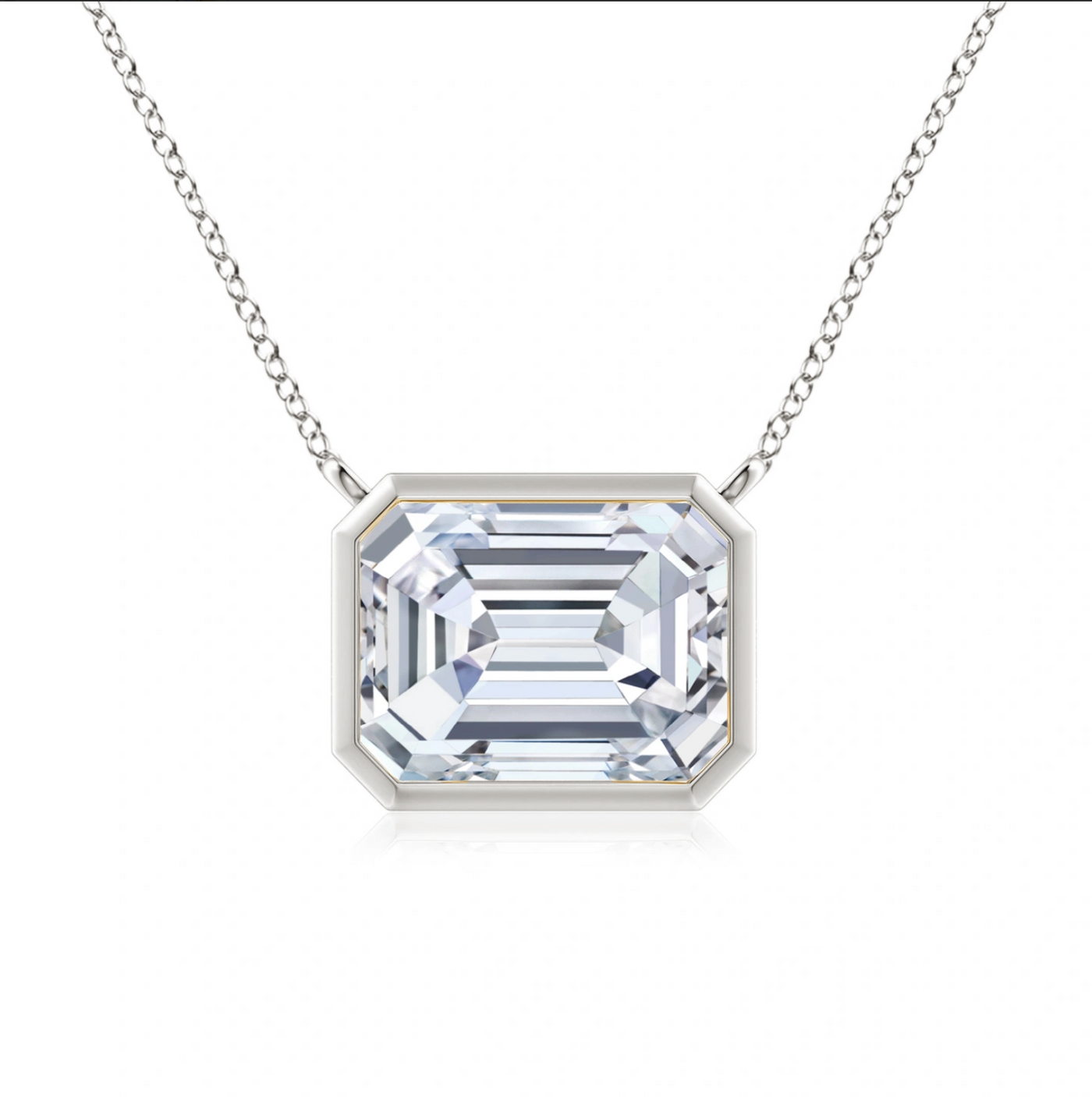 Emerald Lab Grown Diamond Bezel Necklace