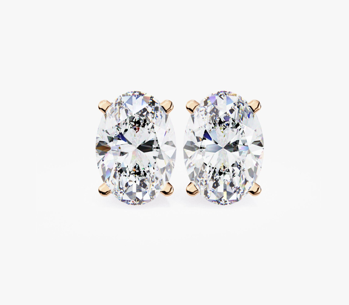 Oval Shaped Lab-Grown Diamond Stud Earrings