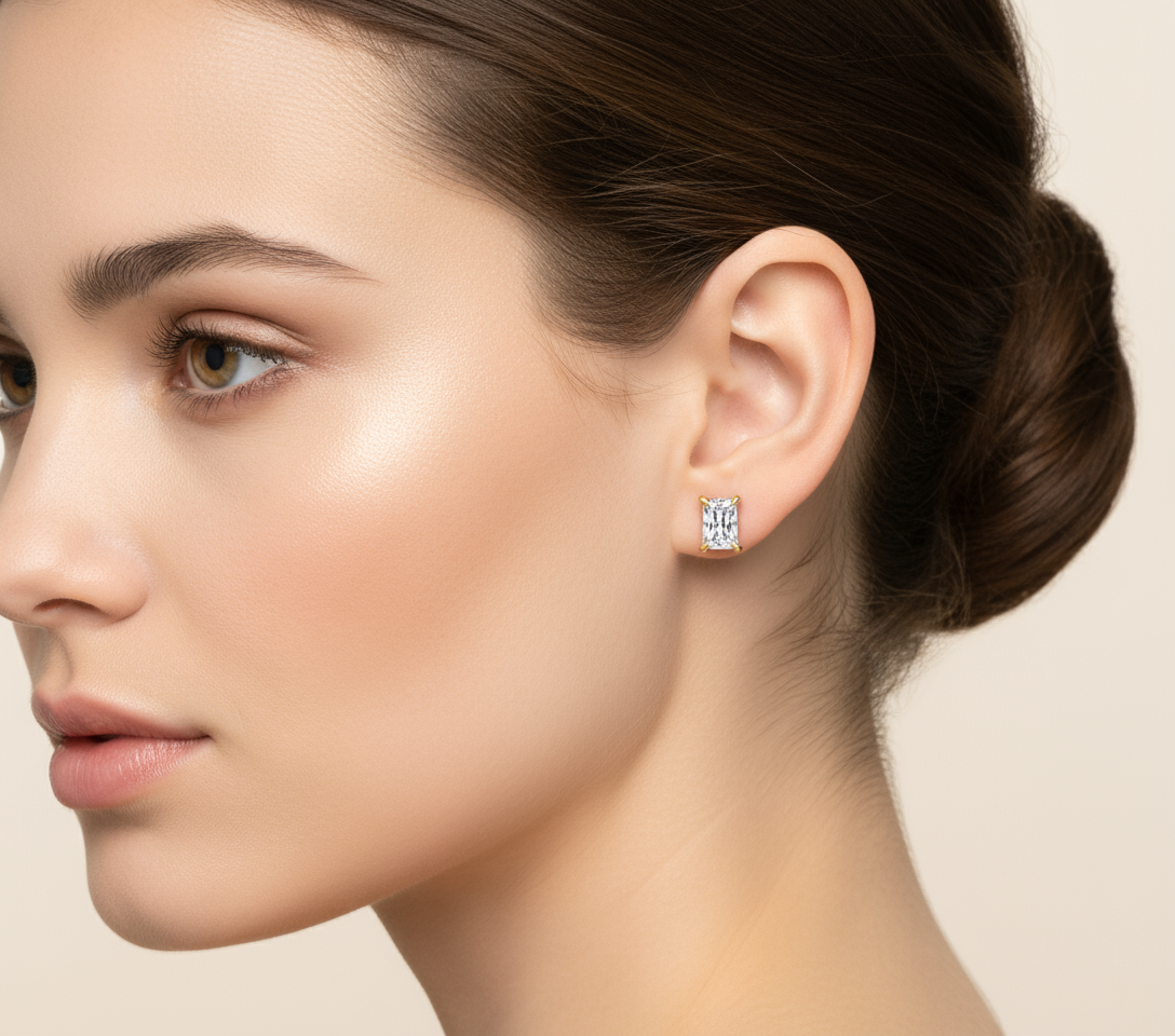 Radiant Lab-Grown Diamond Stud Earrings
